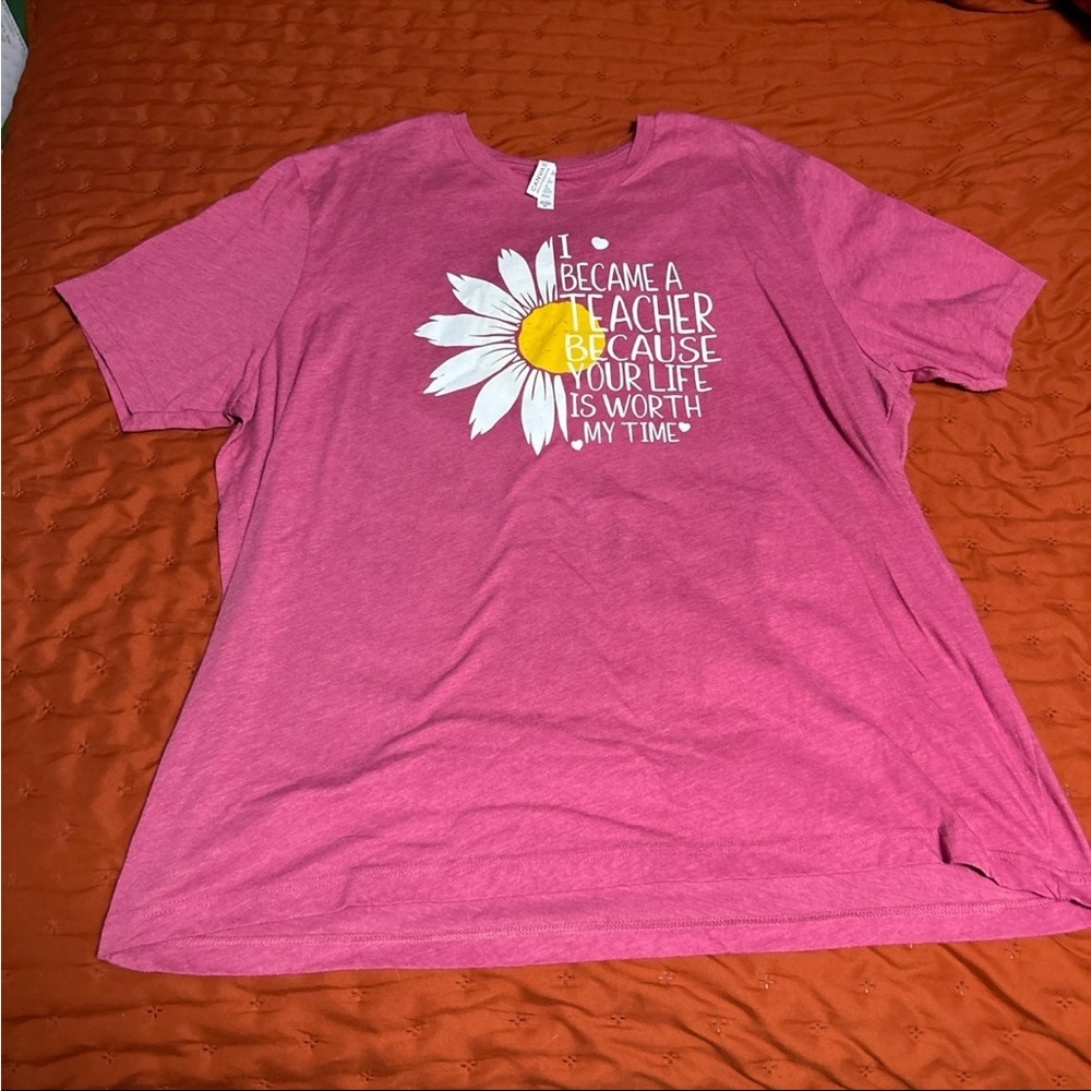 Plus Size Pink Teacher Tee 3X